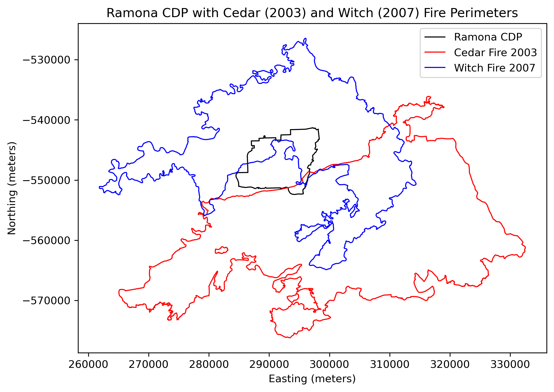 Ramona and fire perimeters